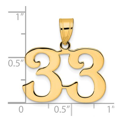 14K Yellow Gold Number 33 Pendant – view 5