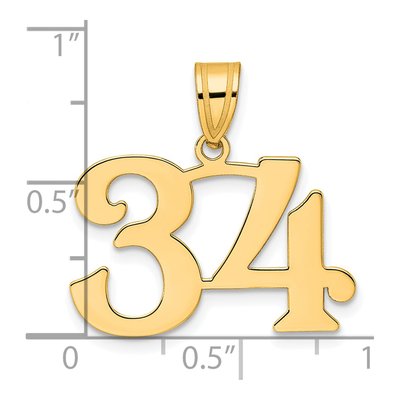 14K Yellow Gold Number 34 Pendant – view 5