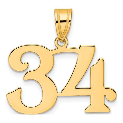 14K Yellow Gold Number 34 Pendant