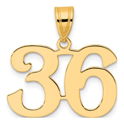 14K Yellow Gold Number 36 Pendant
