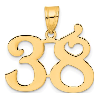 14K Yellow Gold Number 38 Pendant