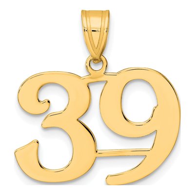 14K Yellow Gold Number 39 Pendant