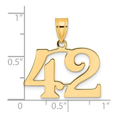 14K Yellow Gold Number 42 Pendant – view 5