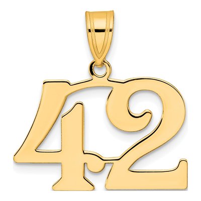 14K Yellow Gold Number 42 Pendant