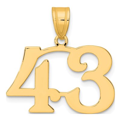 14K Yellow Gold Number 43 Pendant