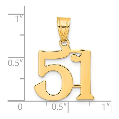 14K Yellow Gold Number 51 Pendant – view 5