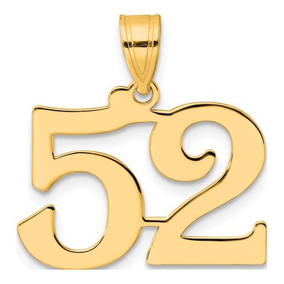 14K Yellow Gold Number 52 Pendant