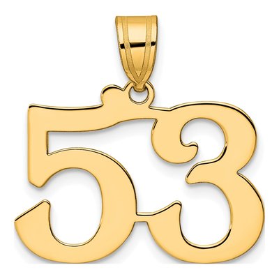 14K Yellow Gold Number 53 Pendant