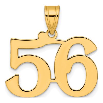 14K Yellow Gold Number 56 Pendant