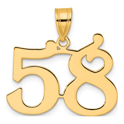 14K Yellow Gold Number 58 Pendant