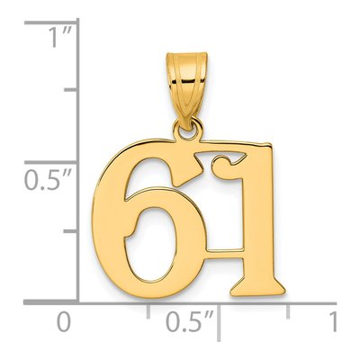 14K Yellow Gold Number 61 Pendant – view 5