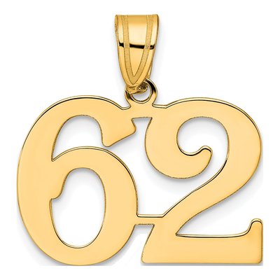 14K Yellow Gold Number 62 Pendant