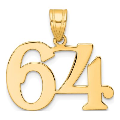 14K Yellow Gold Number 64 Pendant