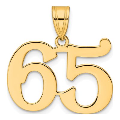 14K Yellow Gold Number 65 Pendant