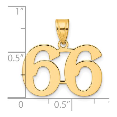 14K Yellow Gold Number 66 Pendant – view 5