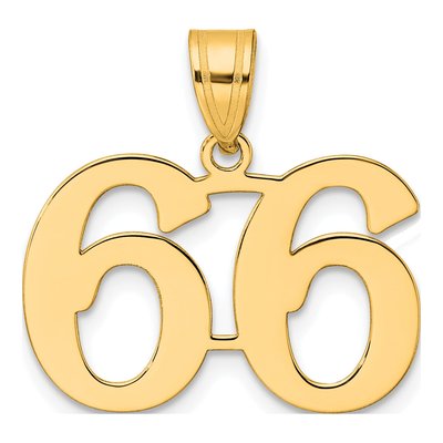 14K Yellow Gold Number 66 Pendant