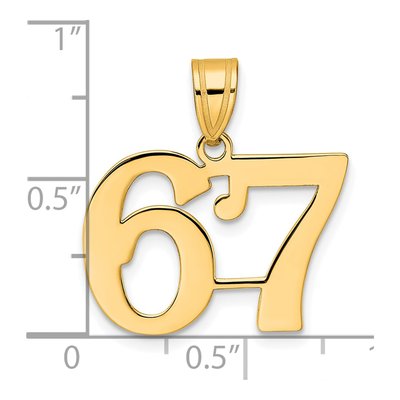 14K Yellow Gold Number 67 Pendant – view 5
