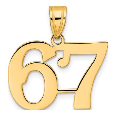 14K Yellow Gold Number 67 Pendant
