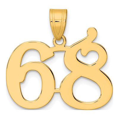 14K Yellow Gold Number 68 Pendant