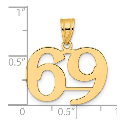 14K Yellow Gold Number 69 Pendant – view 5