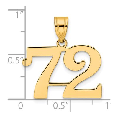14K Yellow Gold Number 72 Pendant – view 5