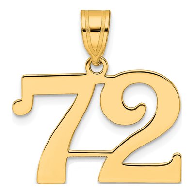14K Yellow Gold Number 72 Pendant