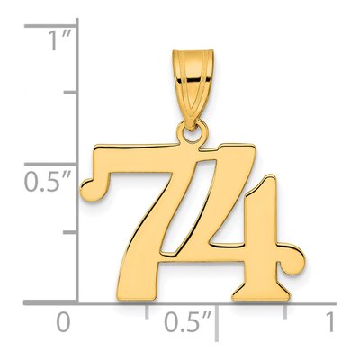 14K Yellow Gold Number 74 Pendant – view 5