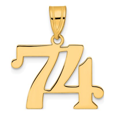 14K Yellow Gold Number 74 Pendant