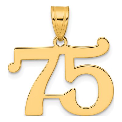 14K Yellow Gold Number 75 Pendant