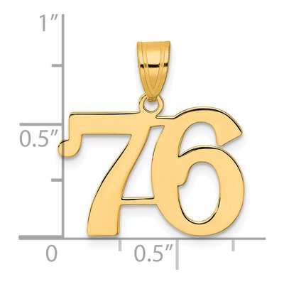 14K Yellow Gold Number 76 Pendant – view 5