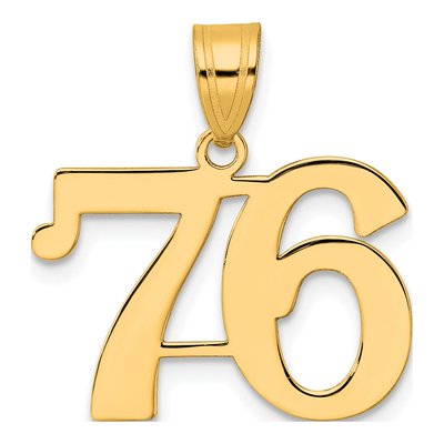 14K Yellow Gold Number 76 Pendant