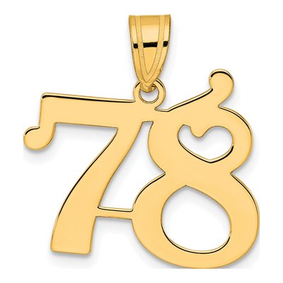 14K Yellow Gold Number 78 Pendant