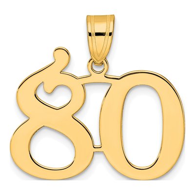 14K Yellow Gold Number 80 Pendant