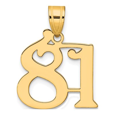 14K Yellow Gold Number 81 Pendant