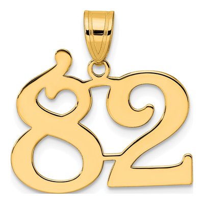 14K Yellow Gold Number 82 Pendant