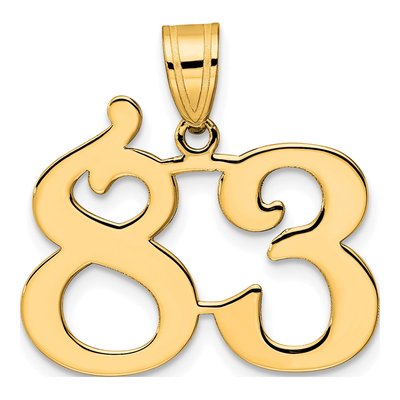 14K Yellow Gold Number 83 Pendant