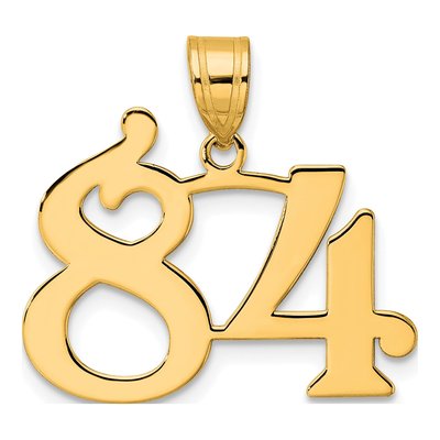 14K Yellow Gold Number 84 Pendant