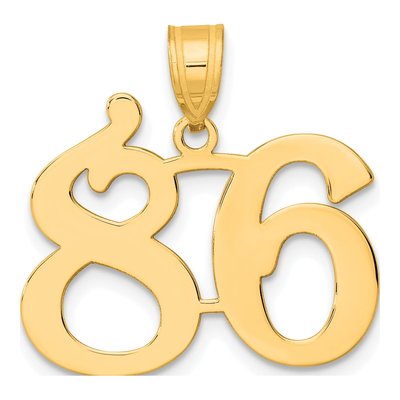 14K Yellow Gold Number 86 Pendant