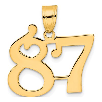 14K Yellow Gold Number 87 Pendant