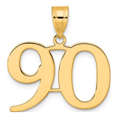 14K Yellow Gold Number 90 Pendant