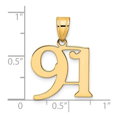 14K Yellow Gold Number 91 Pendant – view 5
