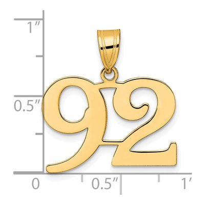 14K Yellow Gold Number 92 Pendant – view 5