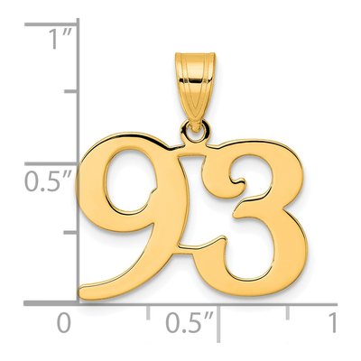 14K Yellow Gold Number 93 Pendant – view 5
