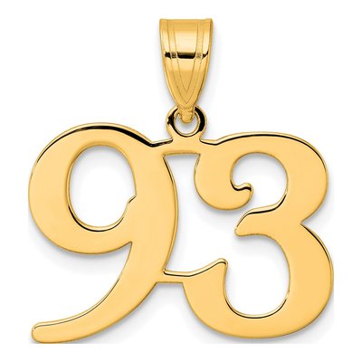 14K Yellow Gold Number 93 Pendant