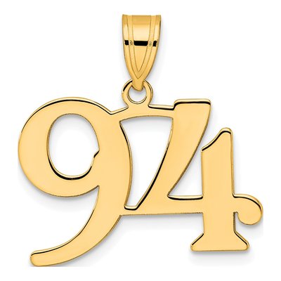 14K Yellow Gold Number 94 Pendant