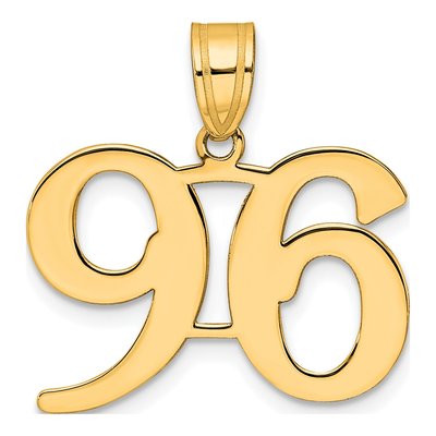 14K Yellow Gold Number 96 Pendant