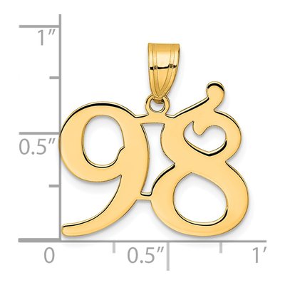 14K Yellow Gold Number 98 Pendant – view 5