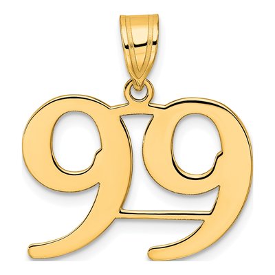 14K Yellow Gold Number 99 Pendant