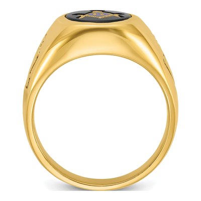 Men's 14K Yellow Gold Onyx Masonic Ring – view 2