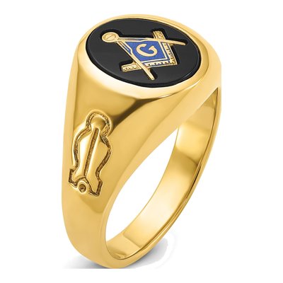 Men's 14K Yellow Gold Onyx Masonic Ring – view 6